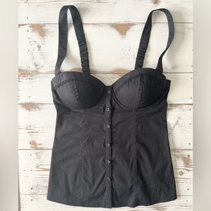 Guess Los Angeles Black Corset Stretch Top Tank Straps